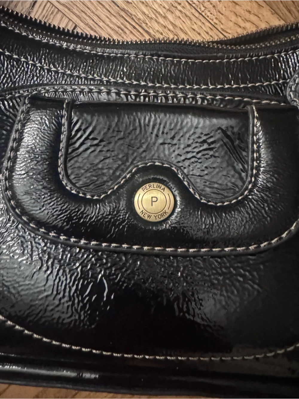 Perlina Black Women's Shoulder Bag with Front Pocket